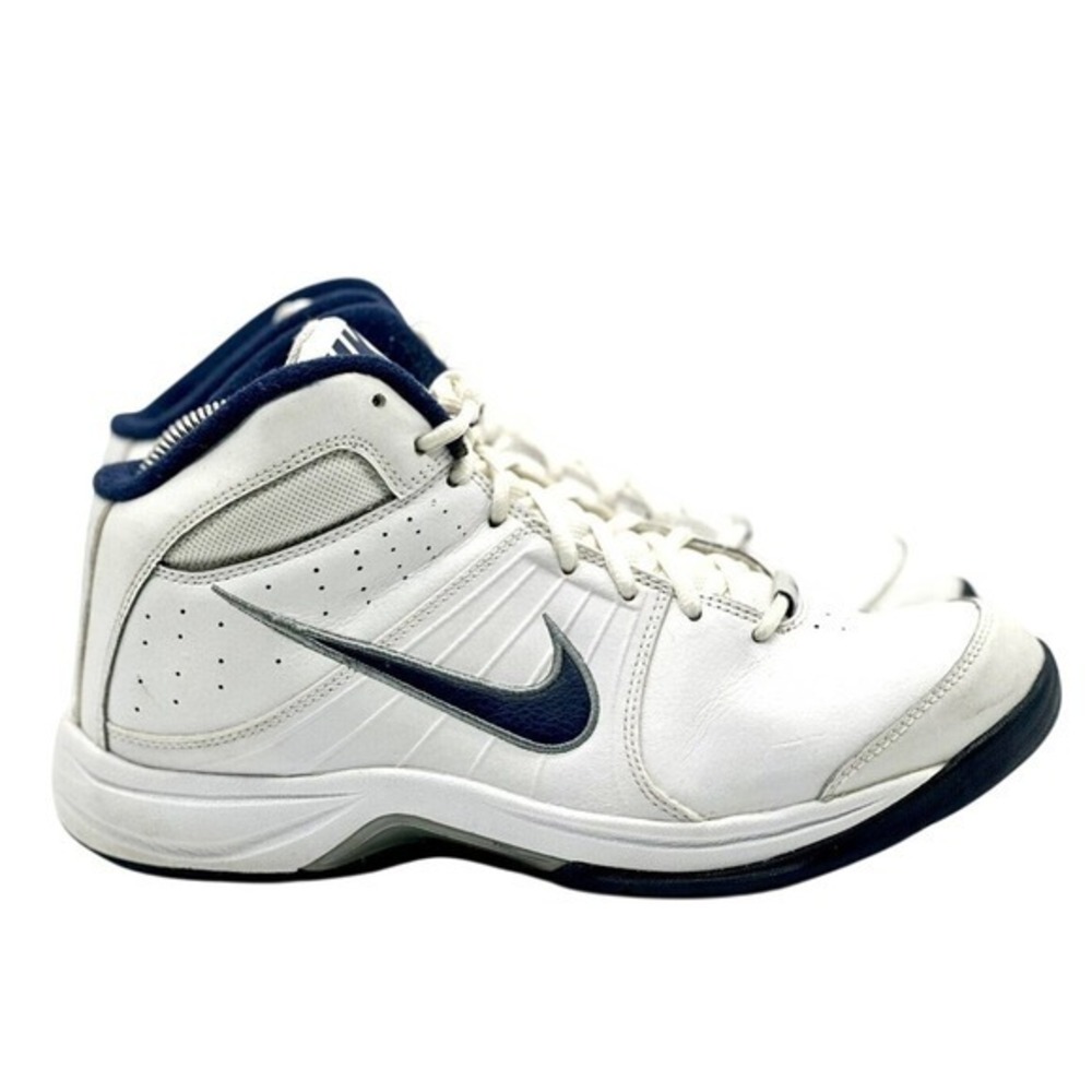 Nike Overplay Mens Basketball Shoes Size 8 White Navy Blue 443456-102 Sneakers